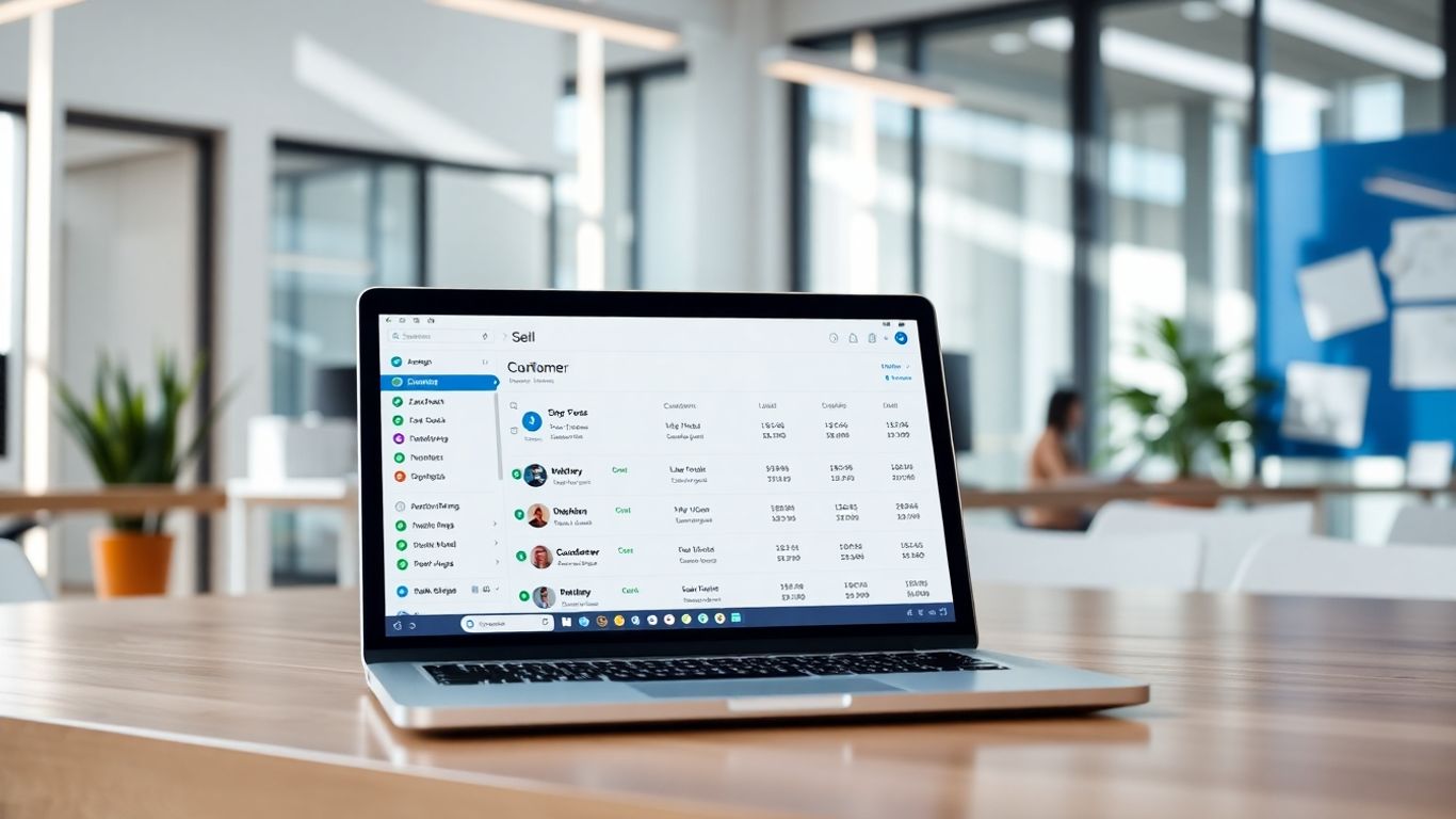 Zendesk Sell CRM software interface on a laptop.