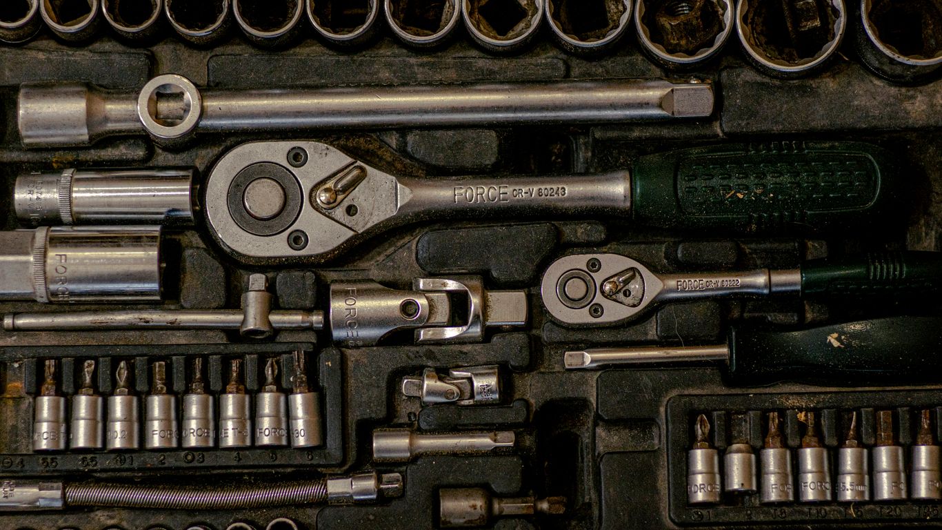 black and silver hand tool set