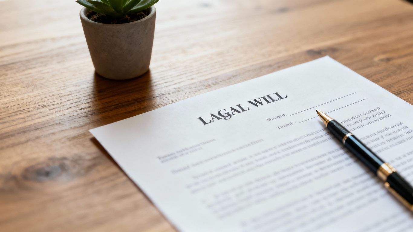 Legal document and pen on a desk.