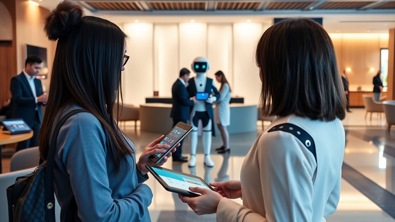 Hotelsko osebje uporablja tablice in digitalnega robota