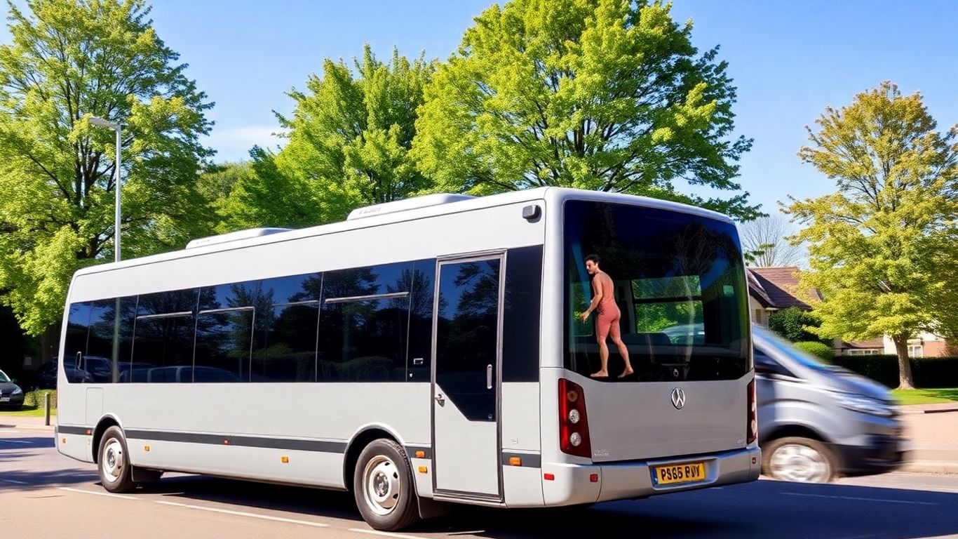 Minibus parked on a street in Slough.