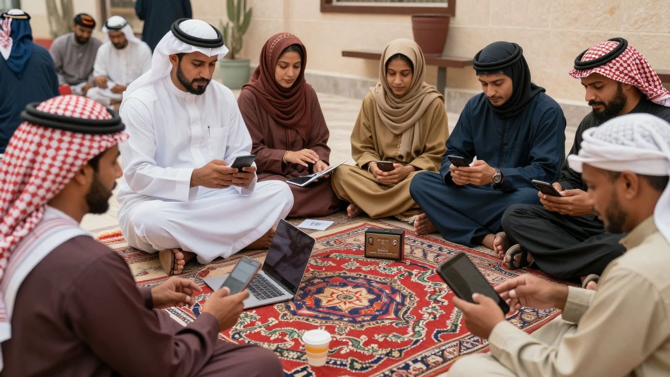 Oameni care învață și folosesc tehnologia în activități zilnice.