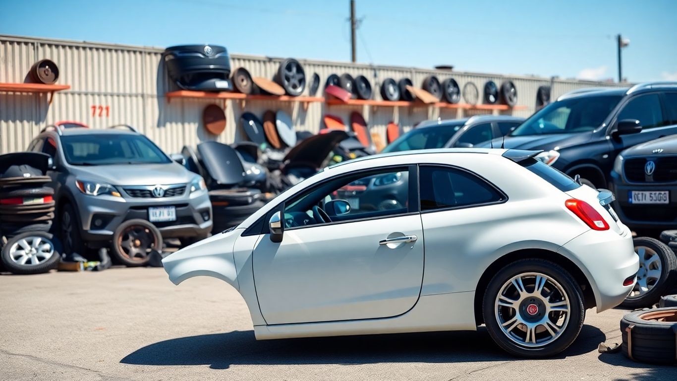 Fiat 500 in a self-service auto parts yard.