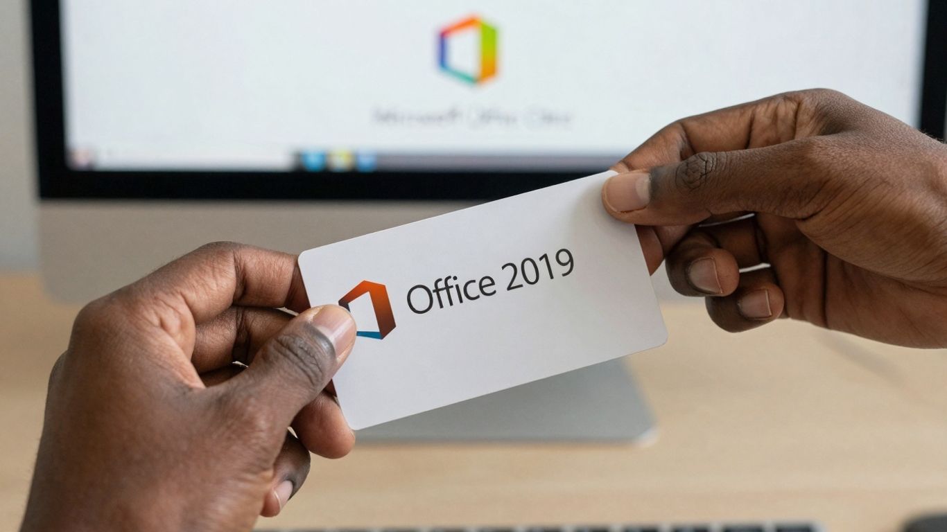 Clave de producto Office 2019 y pantalla de activación.