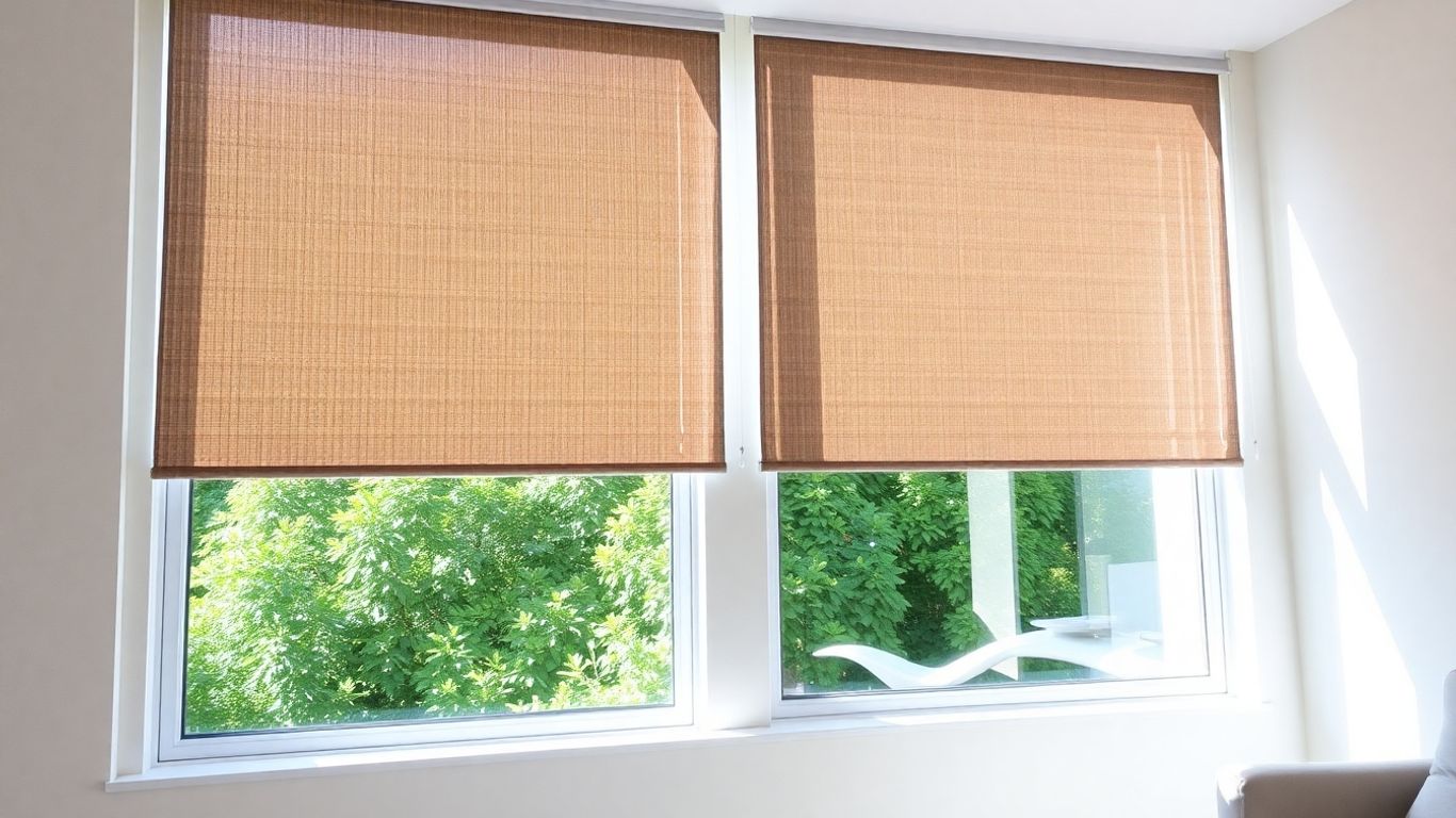Roller shades on a modern window.