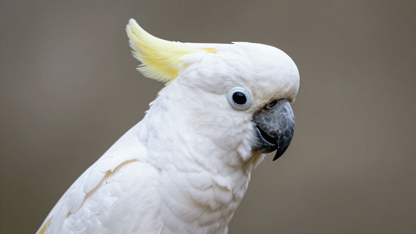Caparrotua cockatoo with white plumage and crest.