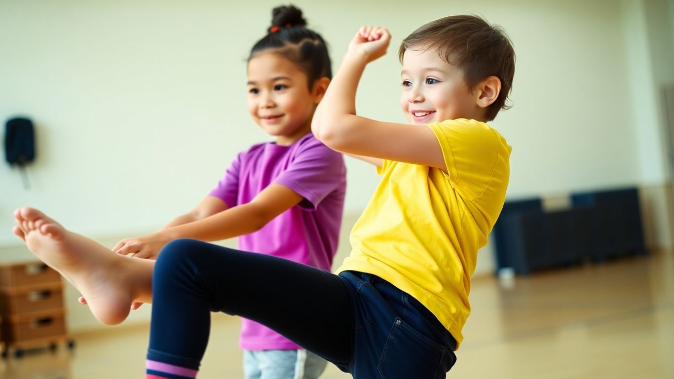 Kinder machen Partner&uuml;bungen f&uuml;r Kraft und Koordination