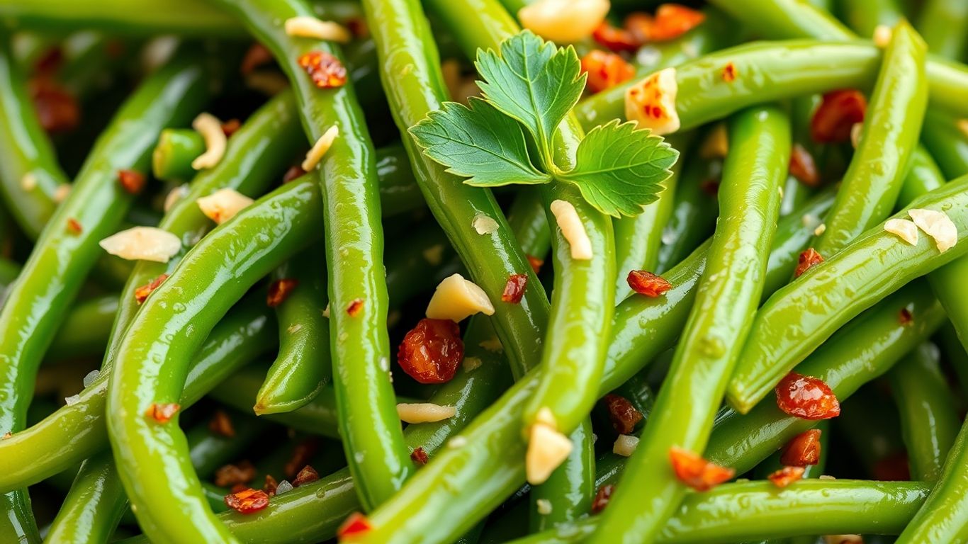 Spanish green beans with garlic and parsley