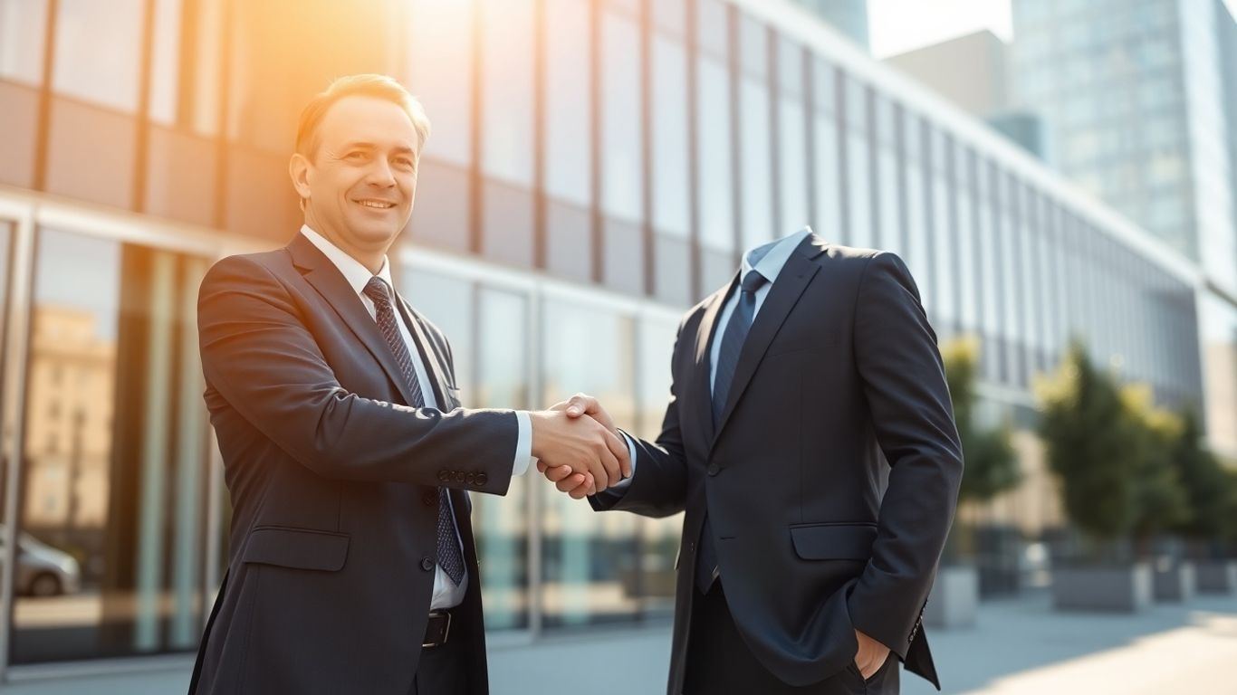 Mortgage broker shaking hands with a client.