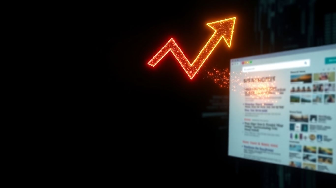 ลูกศรสีทองชี้ขึ้นพร้อมลิงก์ดิจิทัล