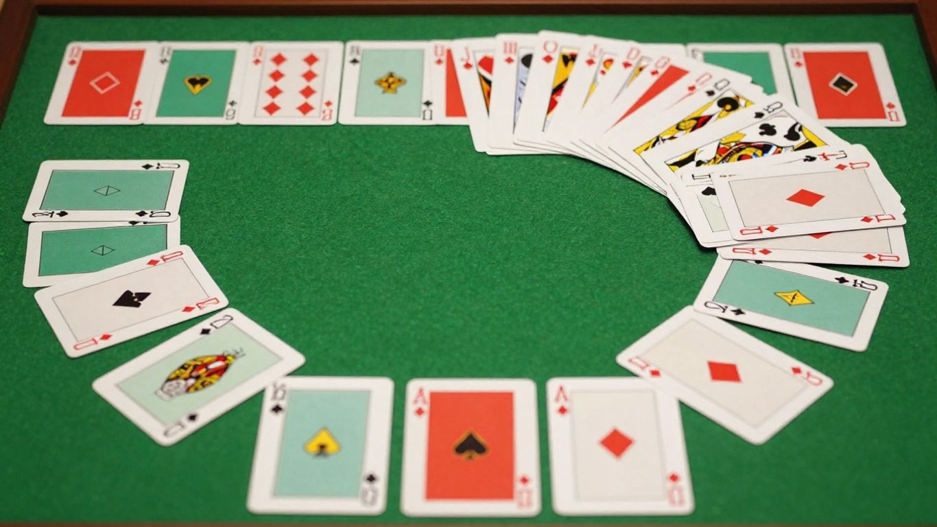 Free Solitaire card game illustration with fanned cards.