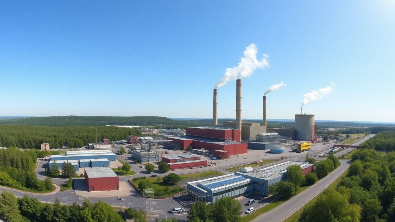 Swedish waste-to-energy plant with clean steam emissions.
