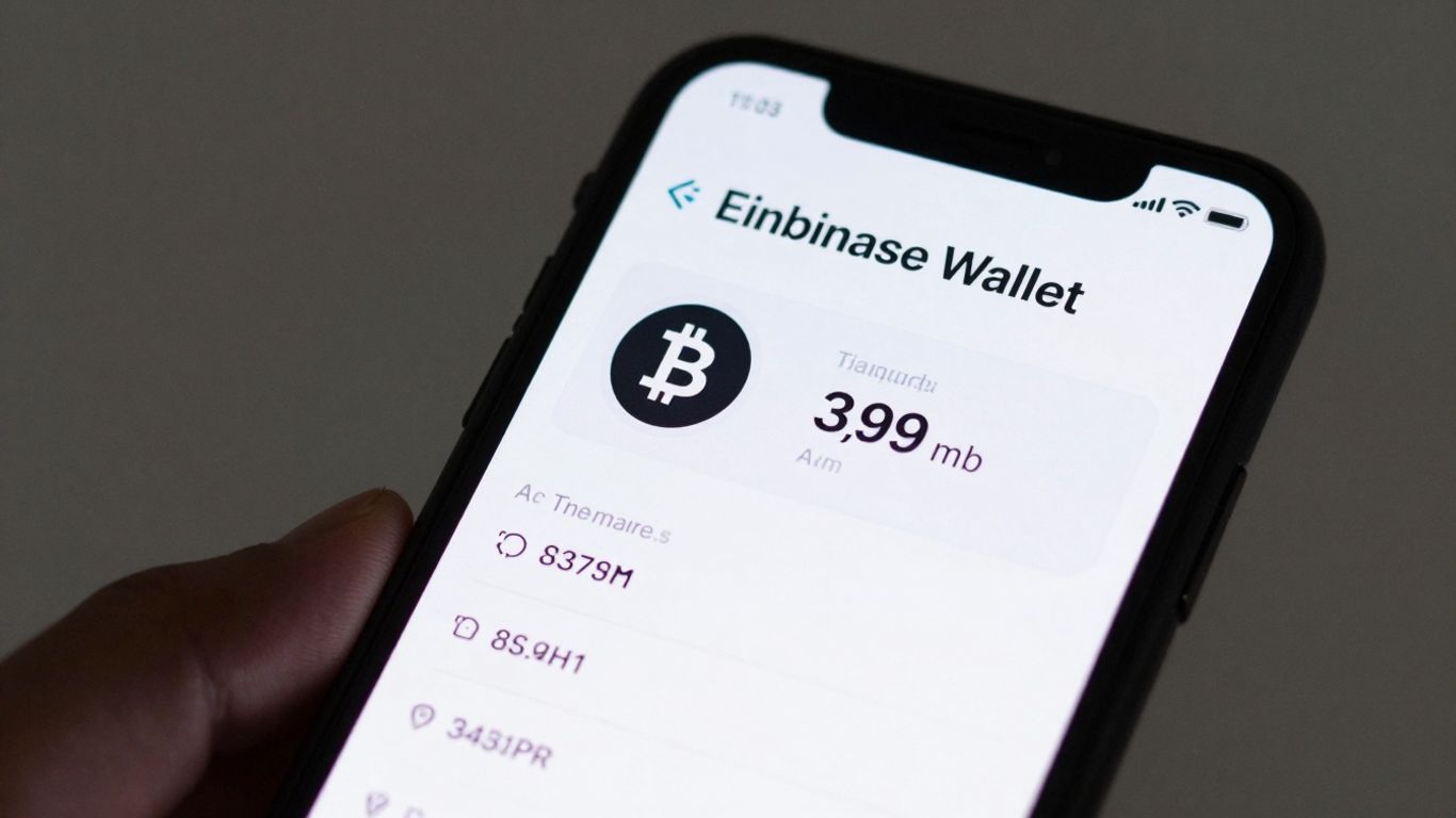 Coinbase Wallet app interface on a smartphone.