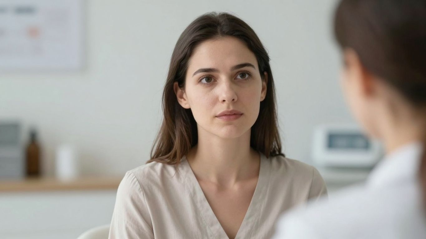 Woman in consultation for breast augmentation.