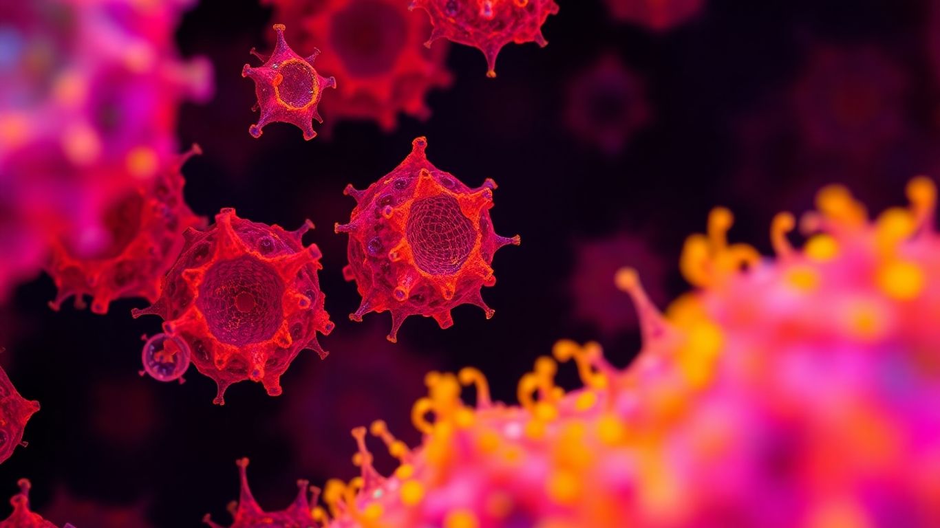 Human cells under microscope showing autophagic vesicles