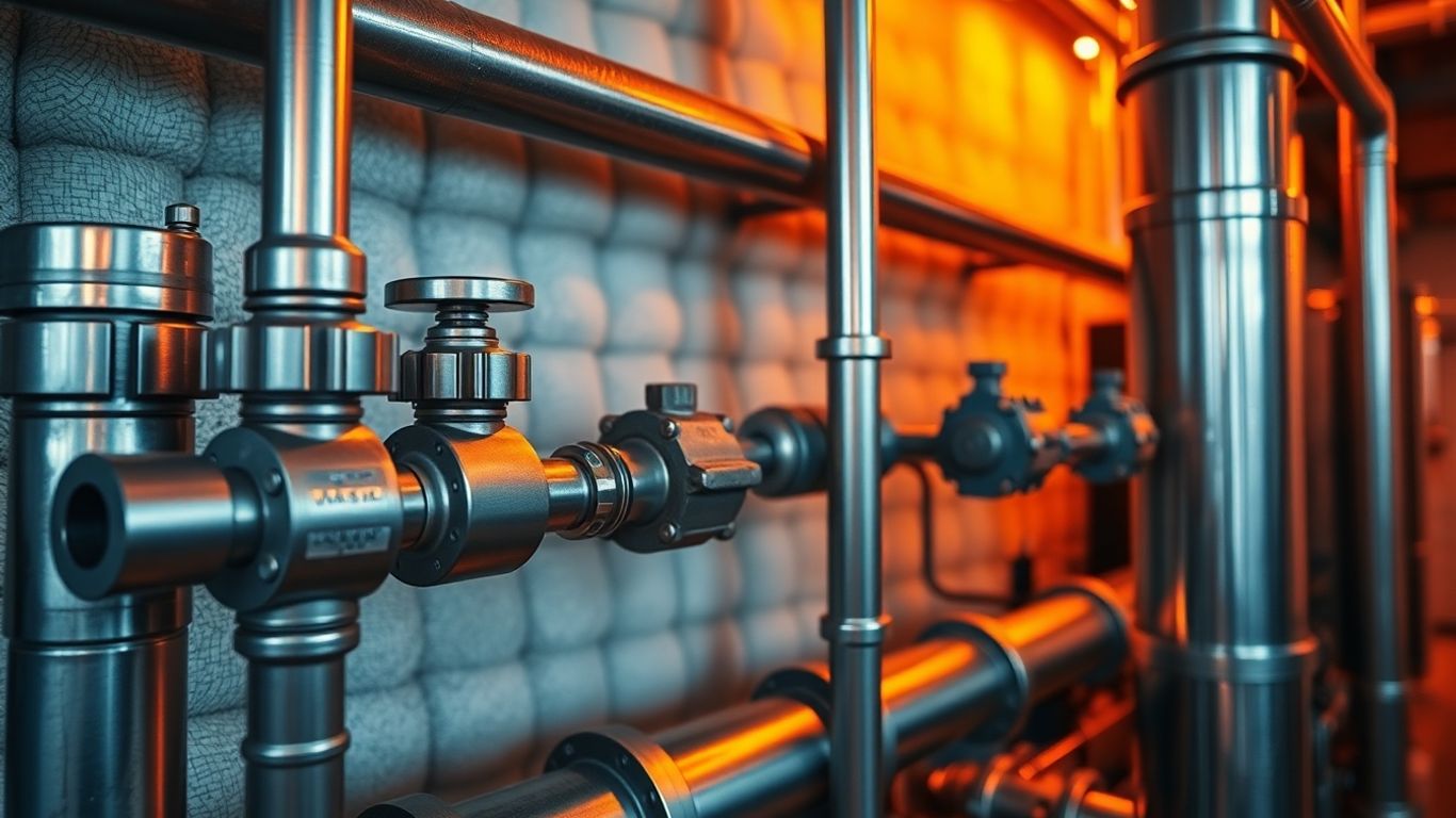 Industrial gas fired thermic fluid heater components.