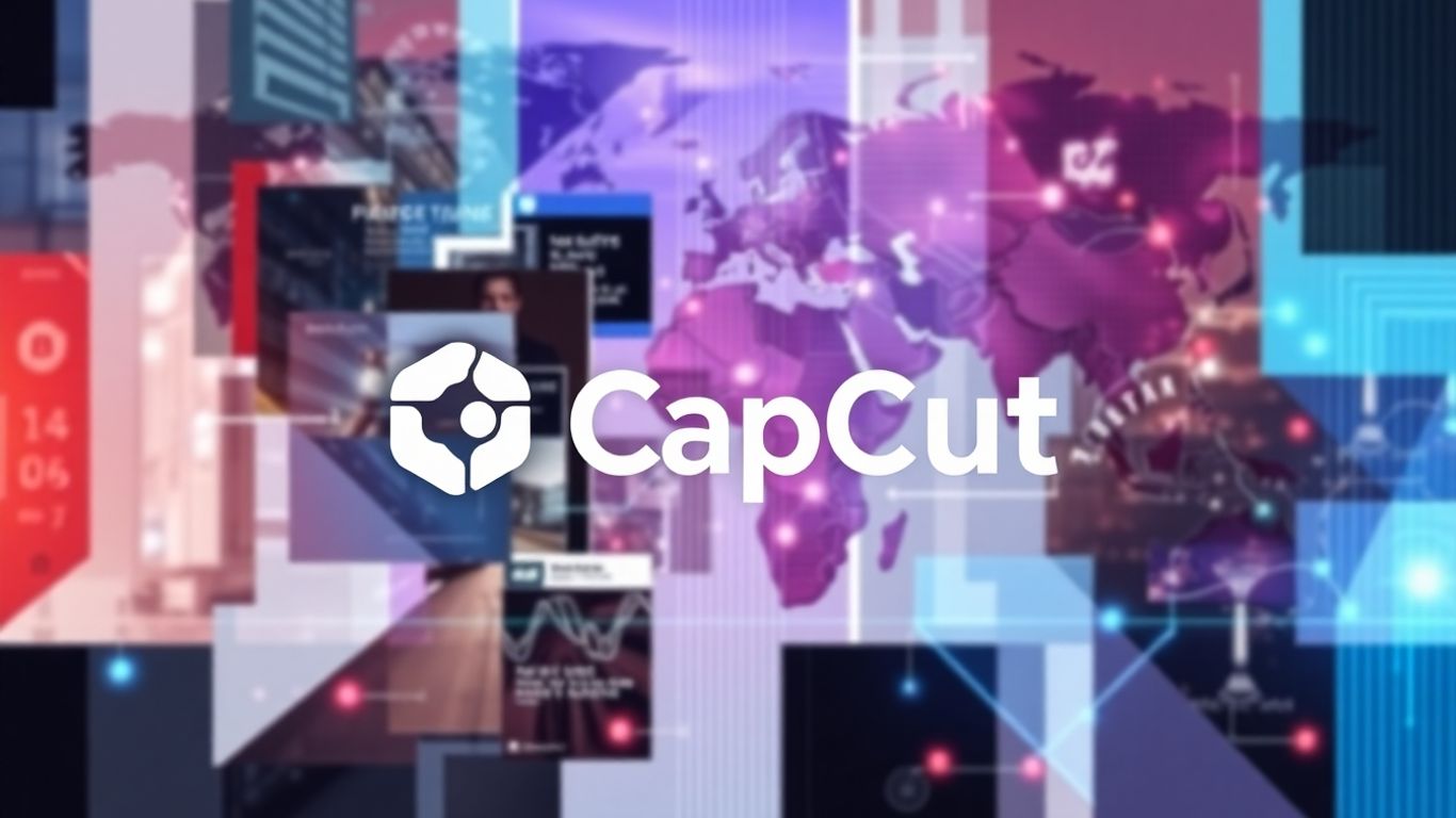 CapCut logo with ByteDance elements, digital patterns.