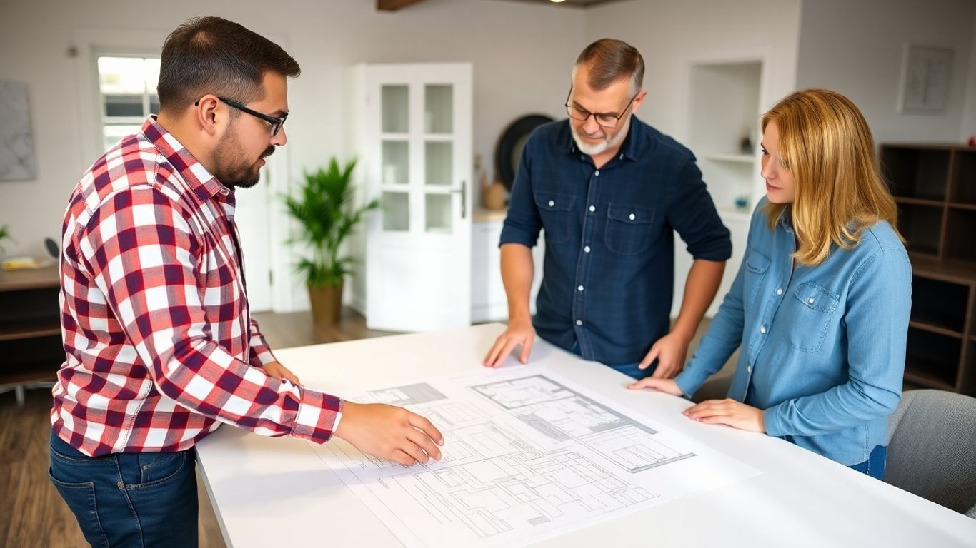 Contractor and homeowner discussing home improvement plans.