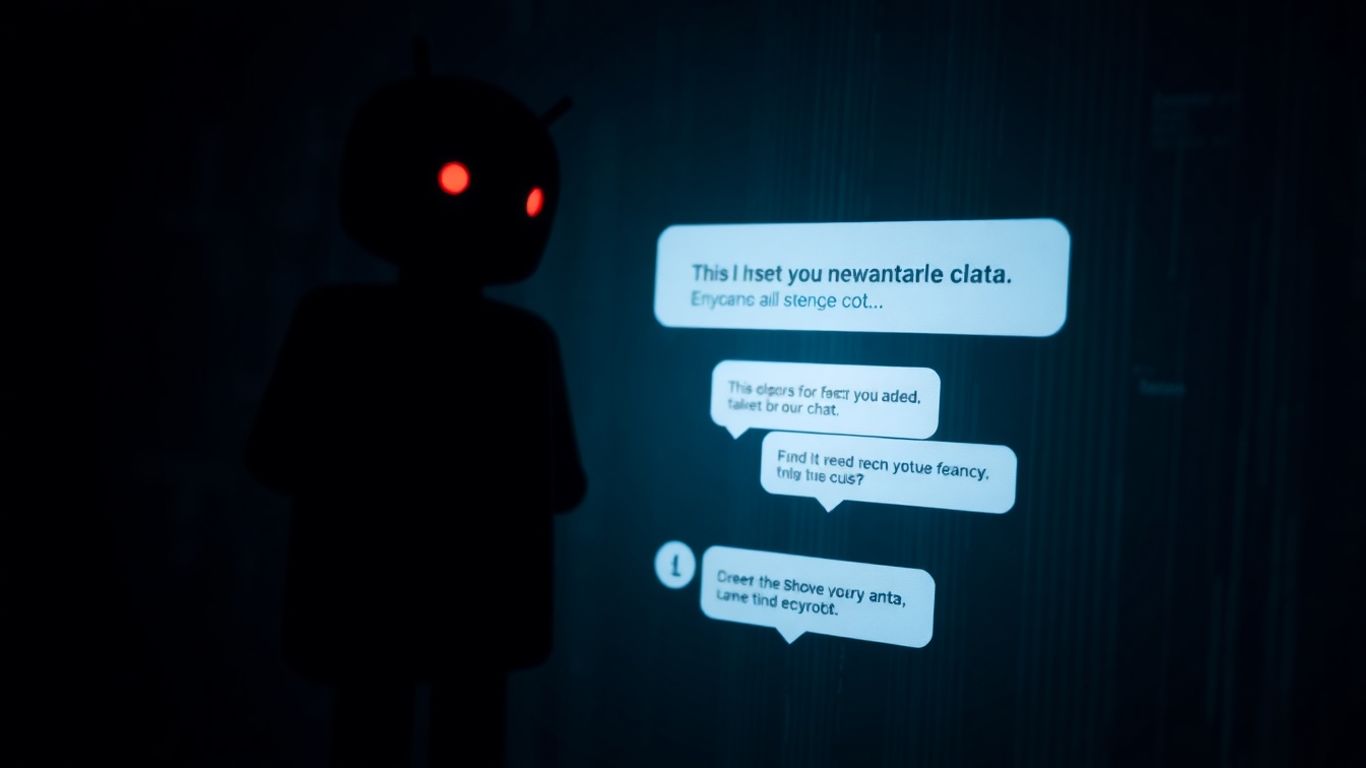 Android robot stealing encrypted chat data.