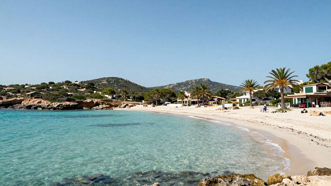 Turquoise waters and white sand beach in Formentera.