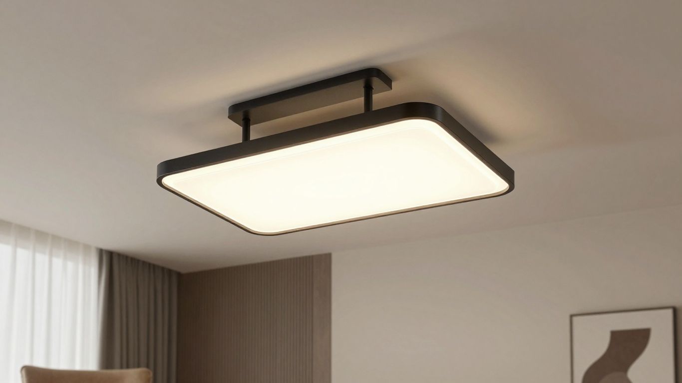 Modern black ceiling light in a stylish room.