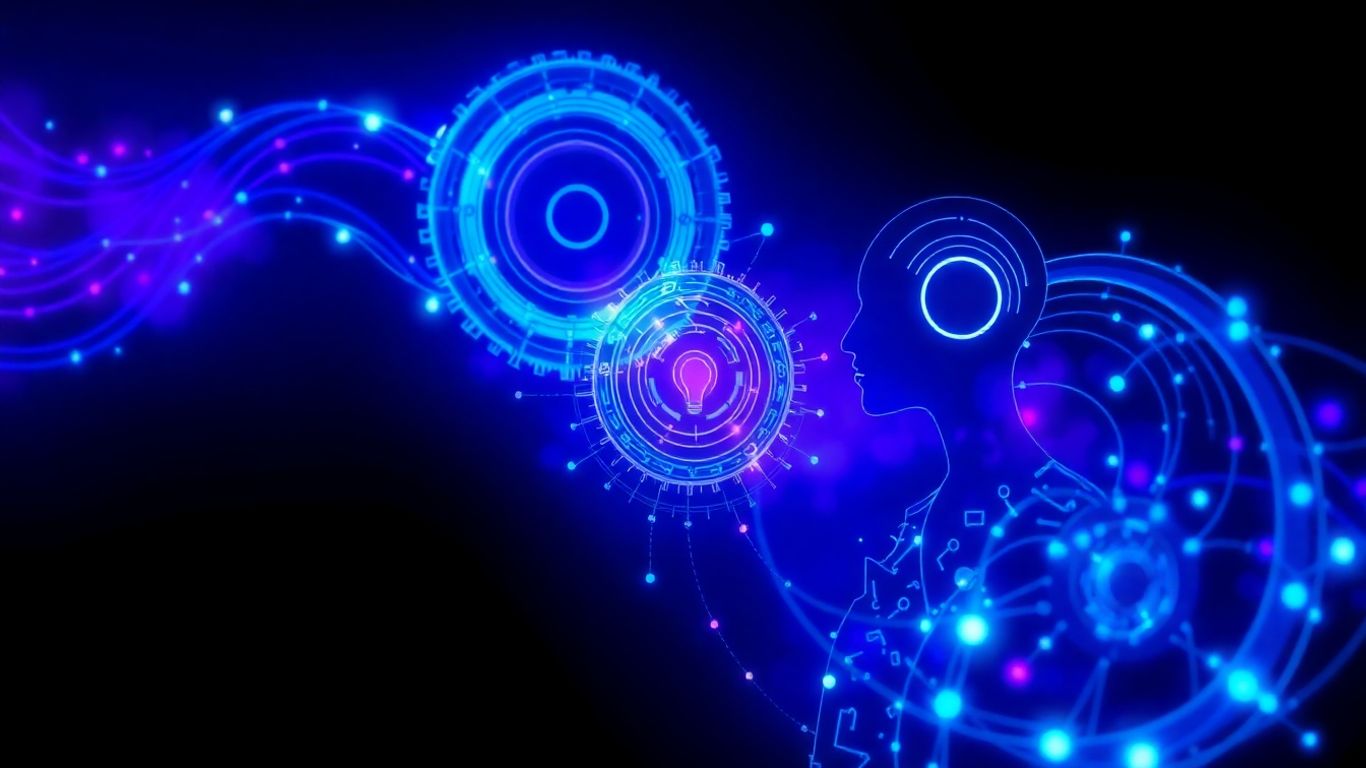 AI chatbot interface with human silhouette.