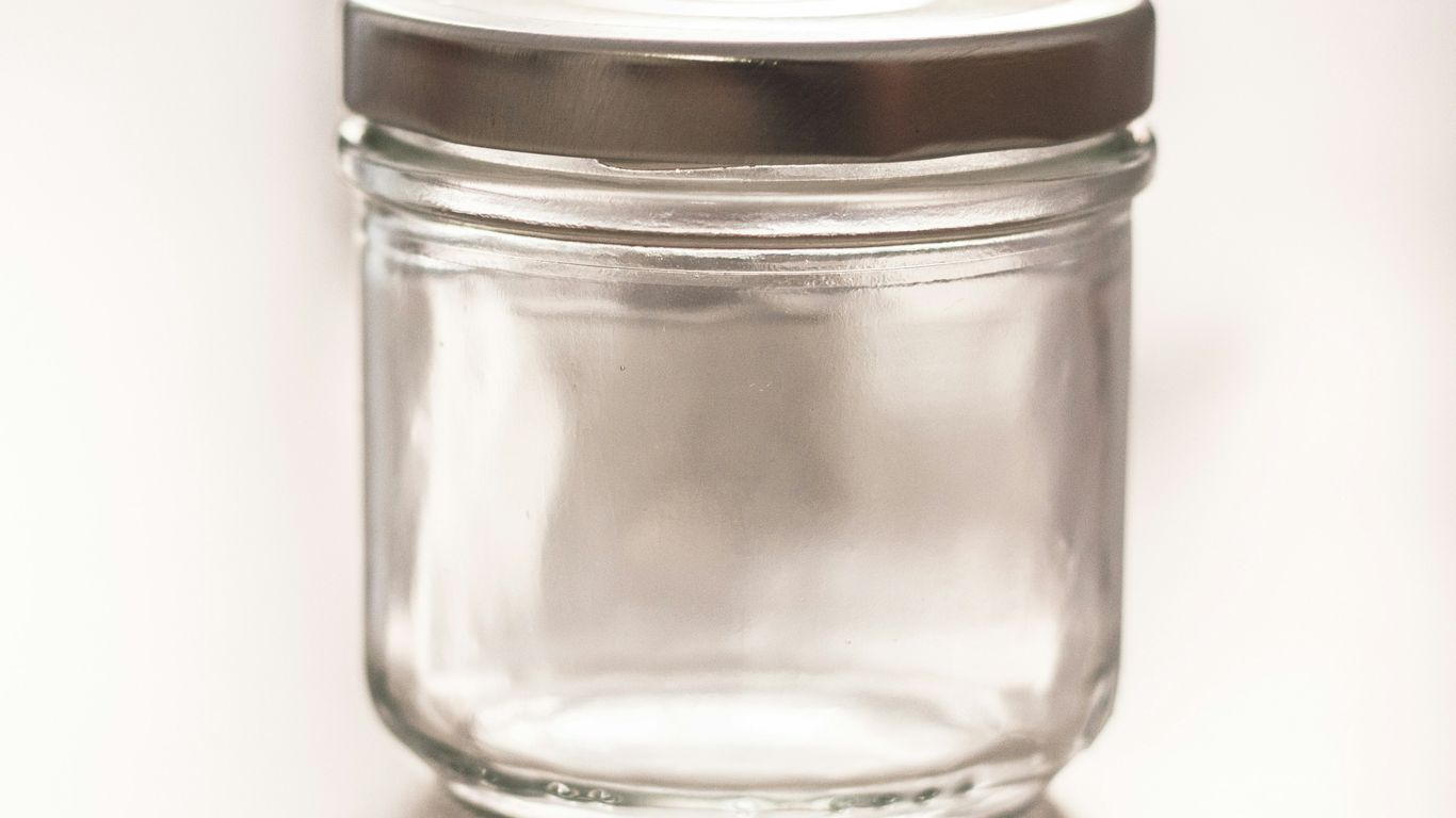 clear glass jar with white lid
