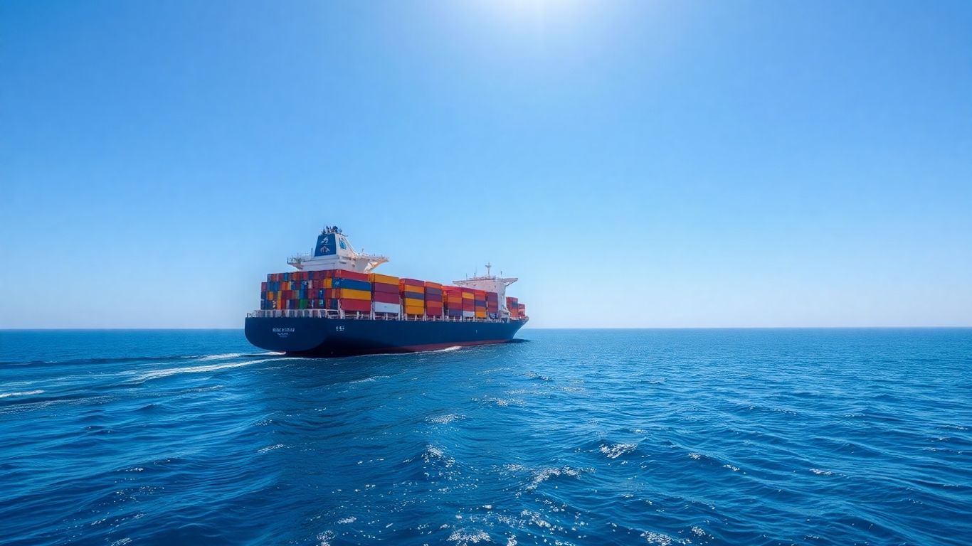 Cargo ship sailing on the ocean