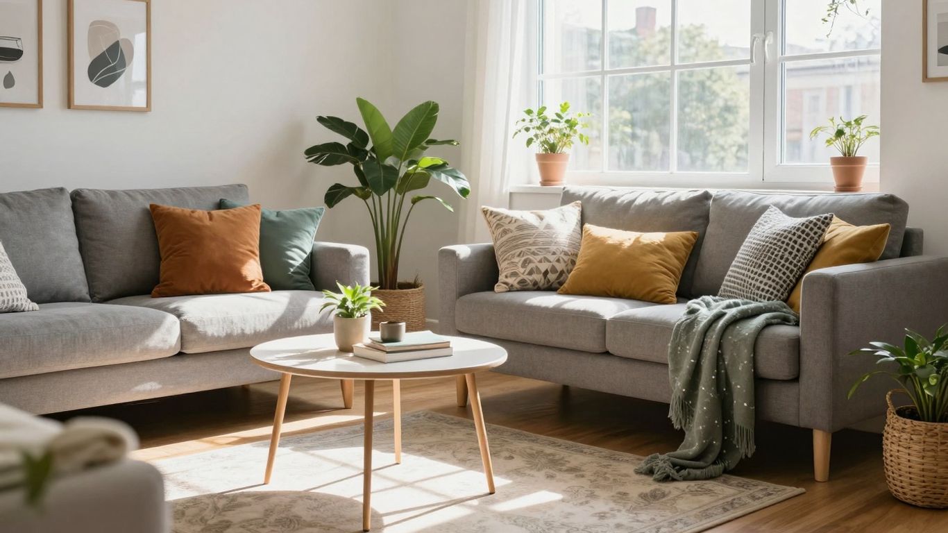 Cozy and affordable Airbnb living room design ideas.