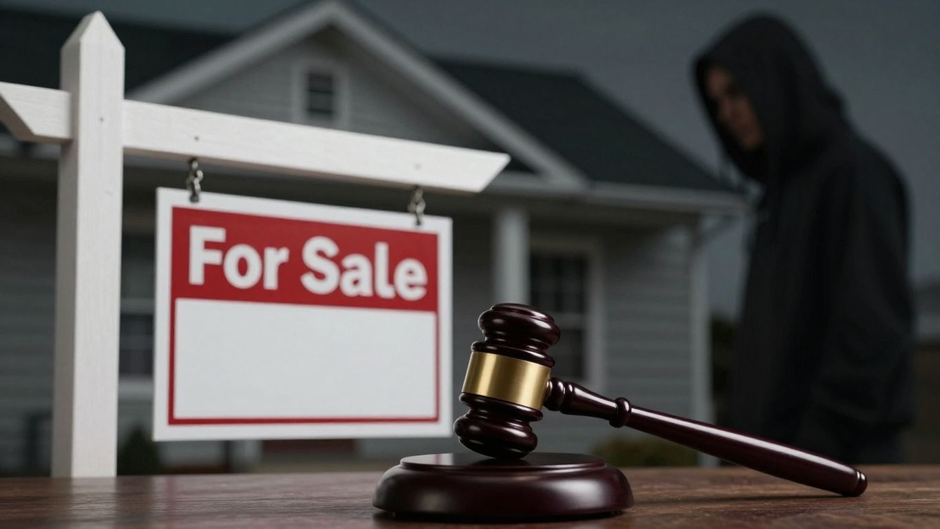 House in foreclosure with a gavel.