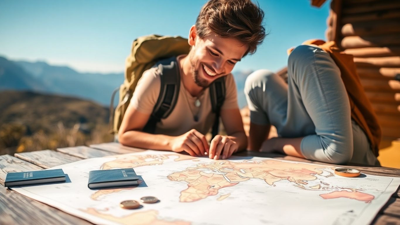 Harta lumii cu monede și busolă pentru călătorii.