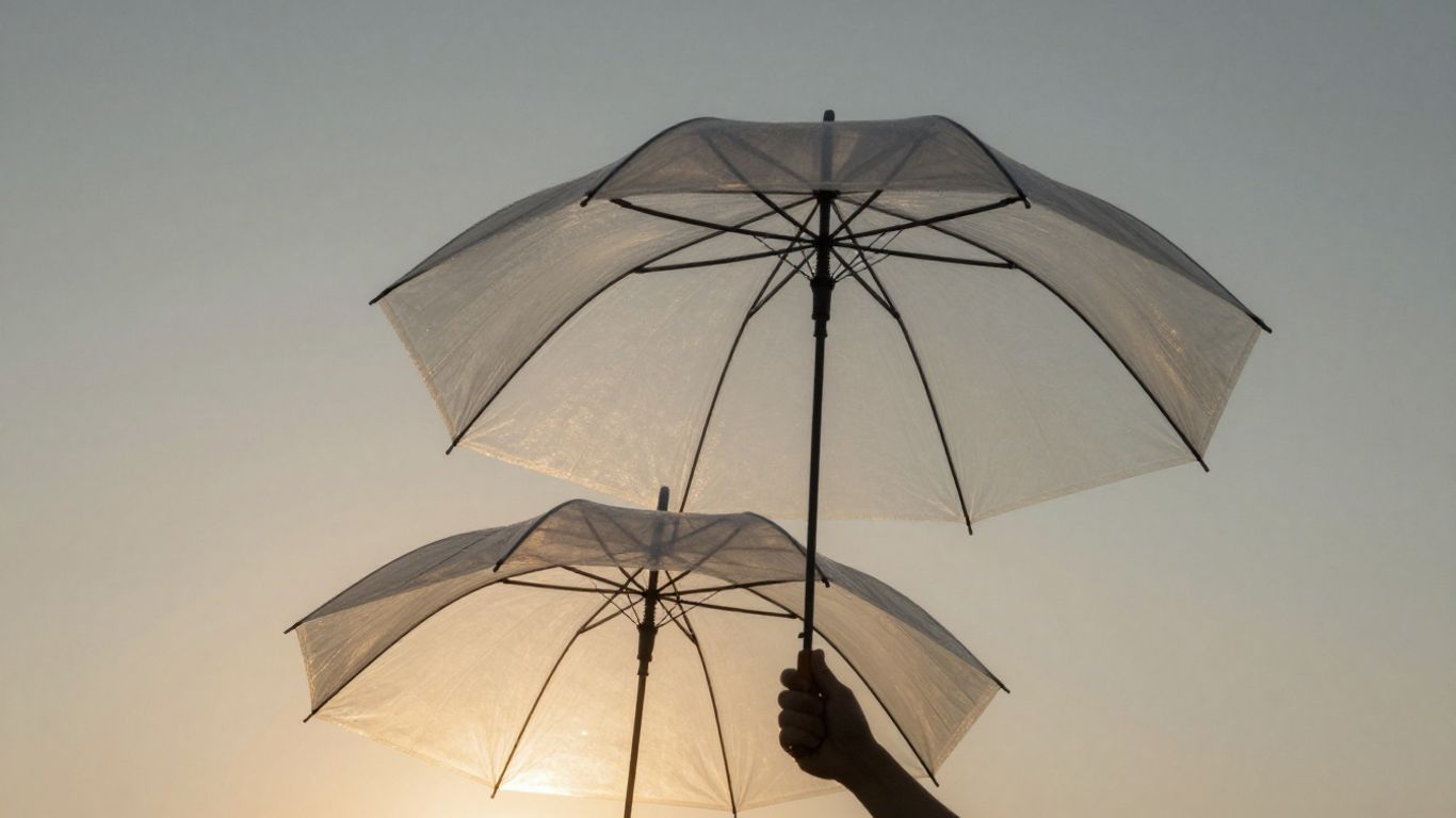Layered umbrellas offering extended protection