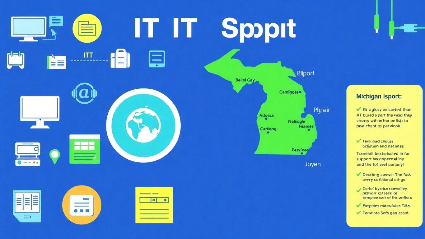 IT support jobs infographic with Michigan map.