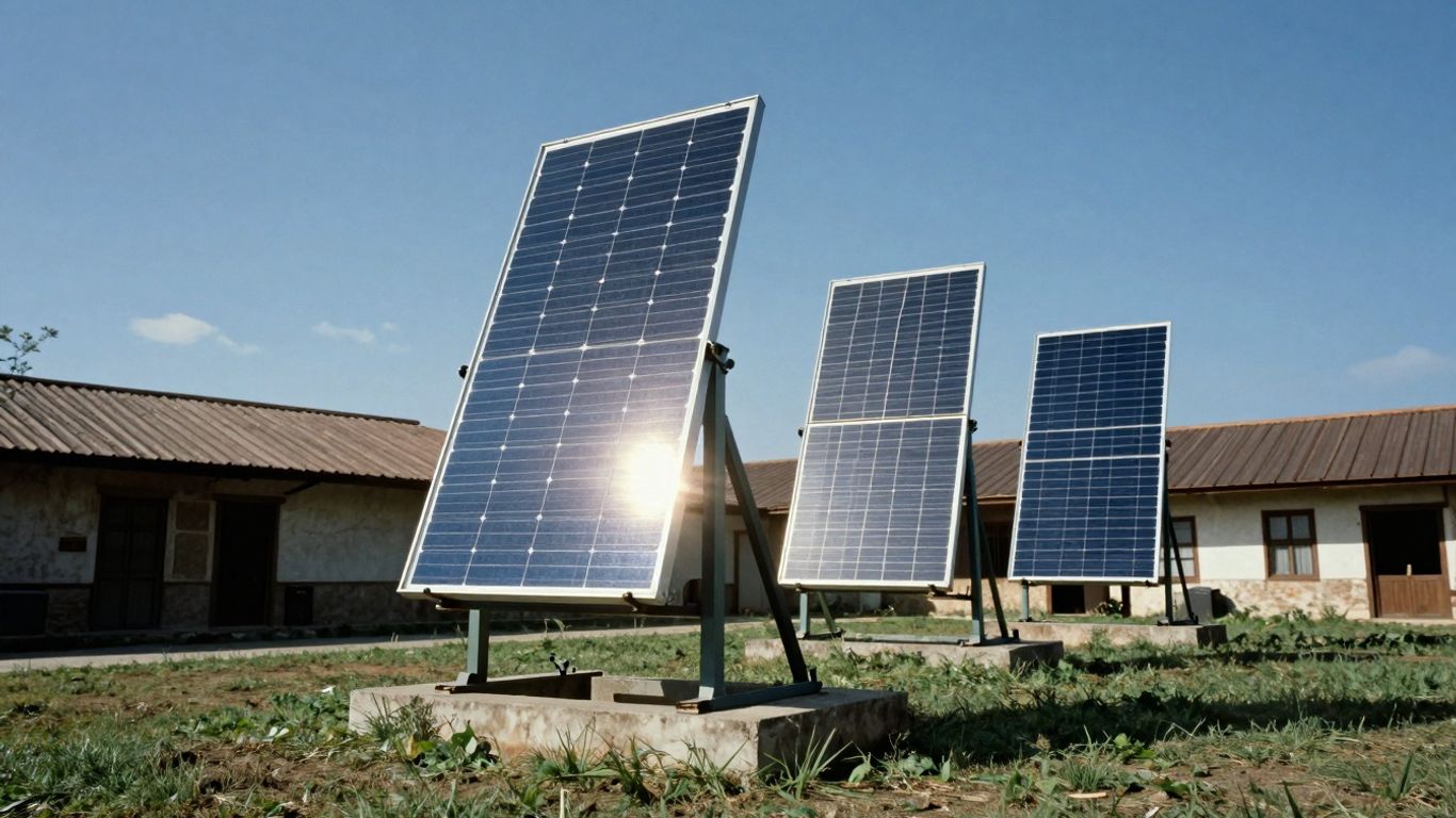 Panneaux solaires anciens devant une architecture du 19ème siècle.