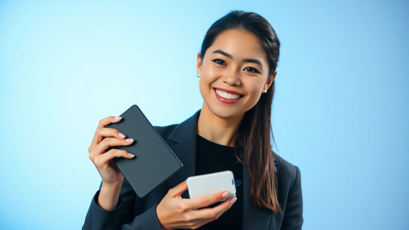 Person holding a product with a clean background.