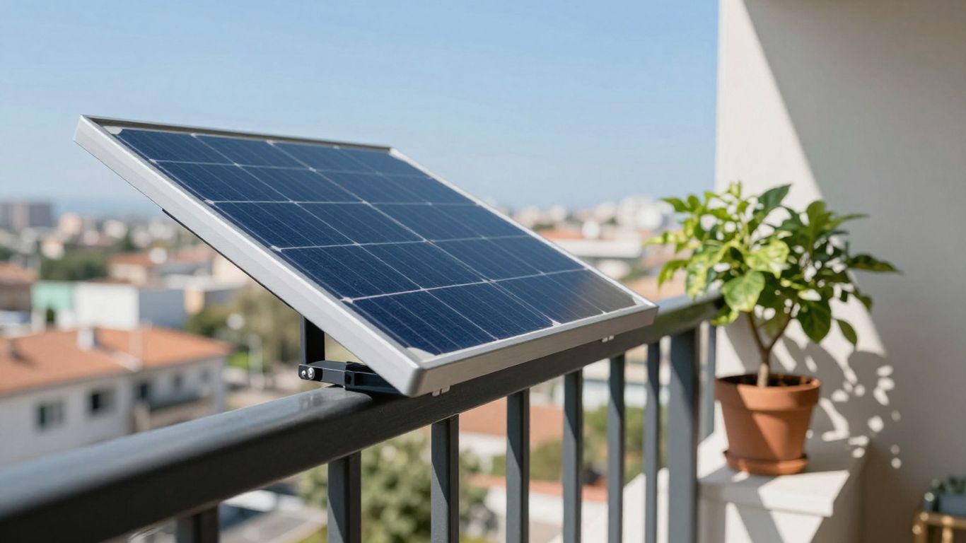 Kit solaire plug and play sur un balcon ensoleillé.