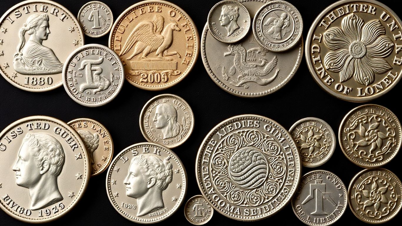 Collage of U.S. coins showing design evolution.