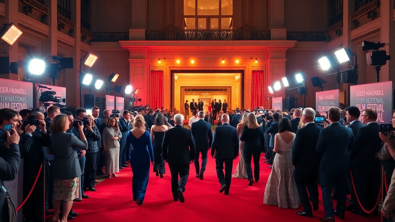 Vedete pe covorul roșu la un festival de film.