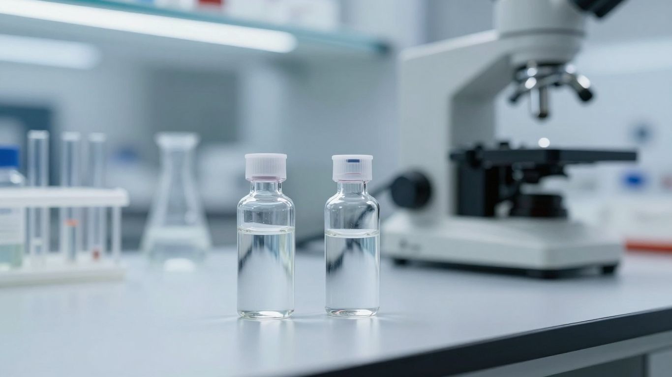 Ipamorelin peptide vials in a modern lab.