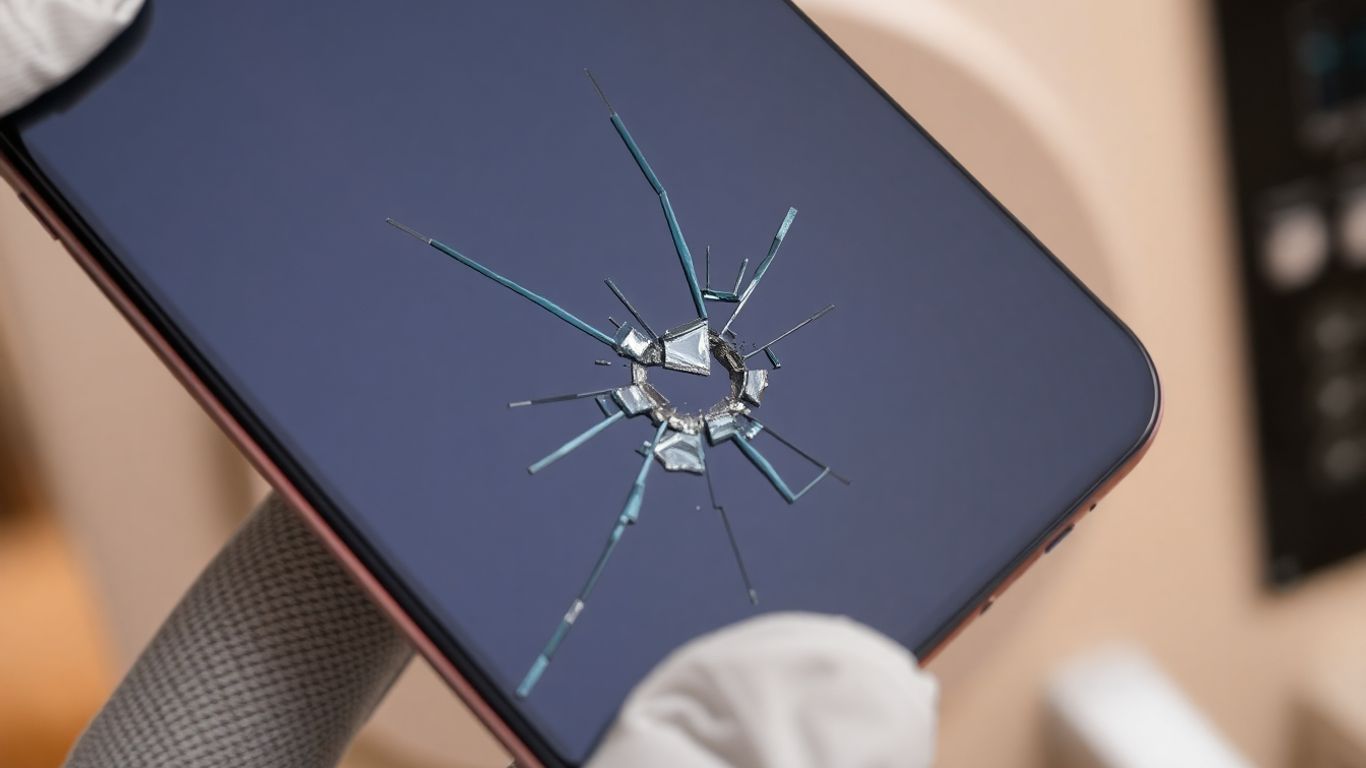 Broken product with a hand examining the defect.