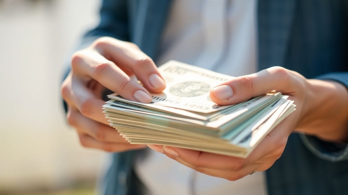 Hands holding money, financial concept