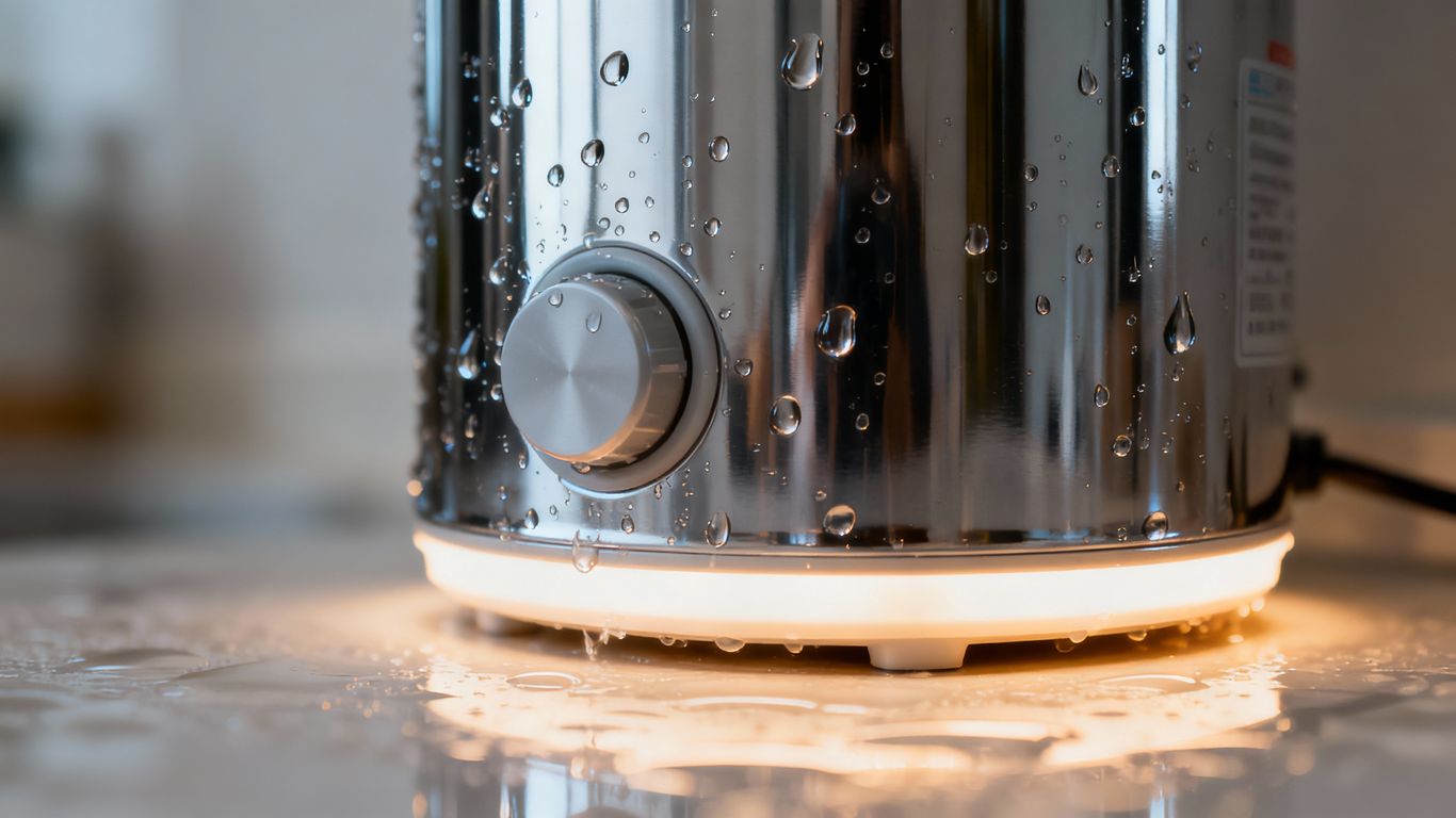 Water heater with water droplets, suggesting efficiency.