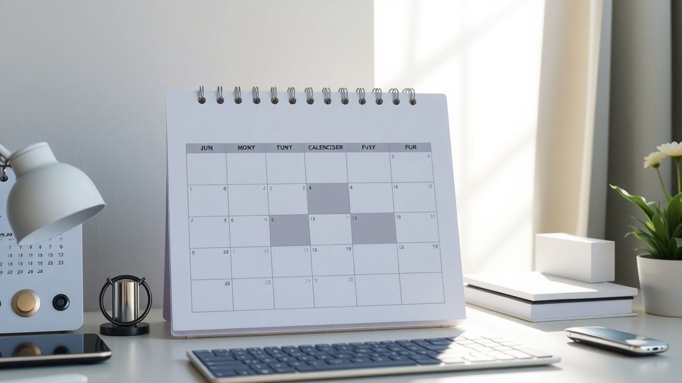 4-5-4 retail calendar structure on a desk.
