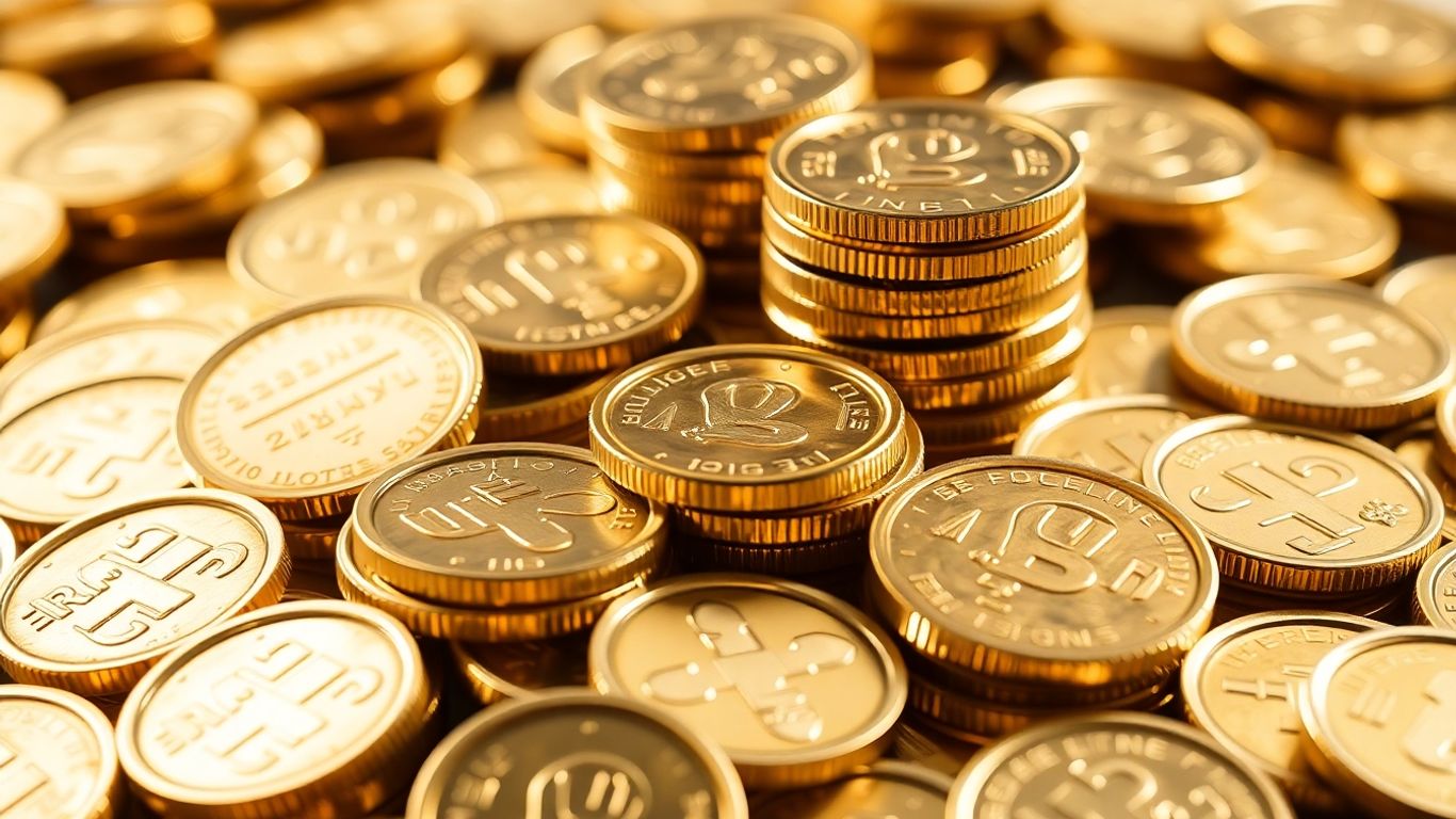 Pile of shiny gold coins