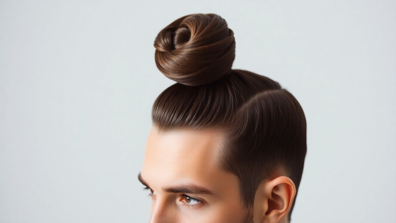 Man with a neat, stylish man bun.