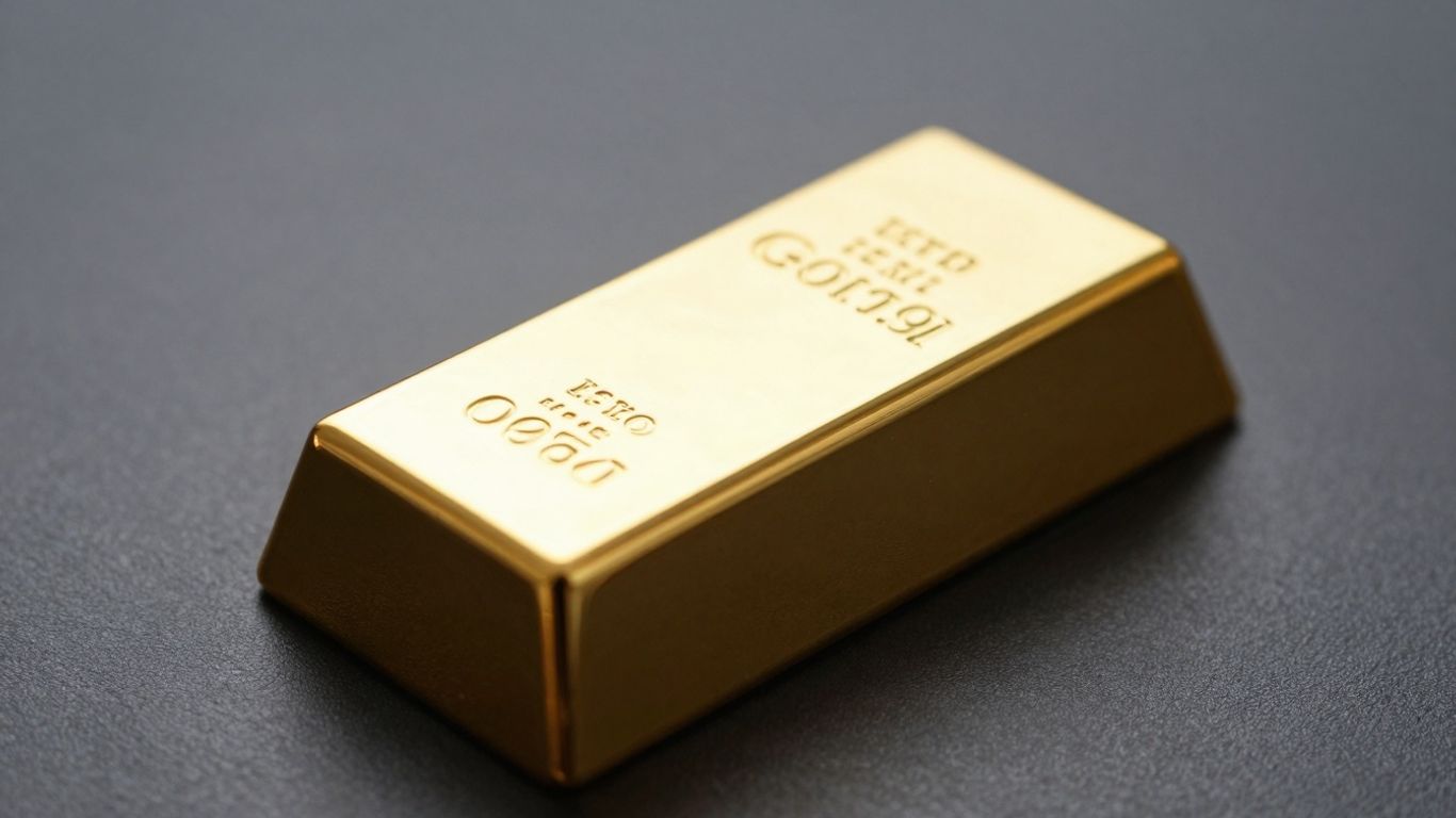 Lingotto d'oro lucido su sfondo scuro.