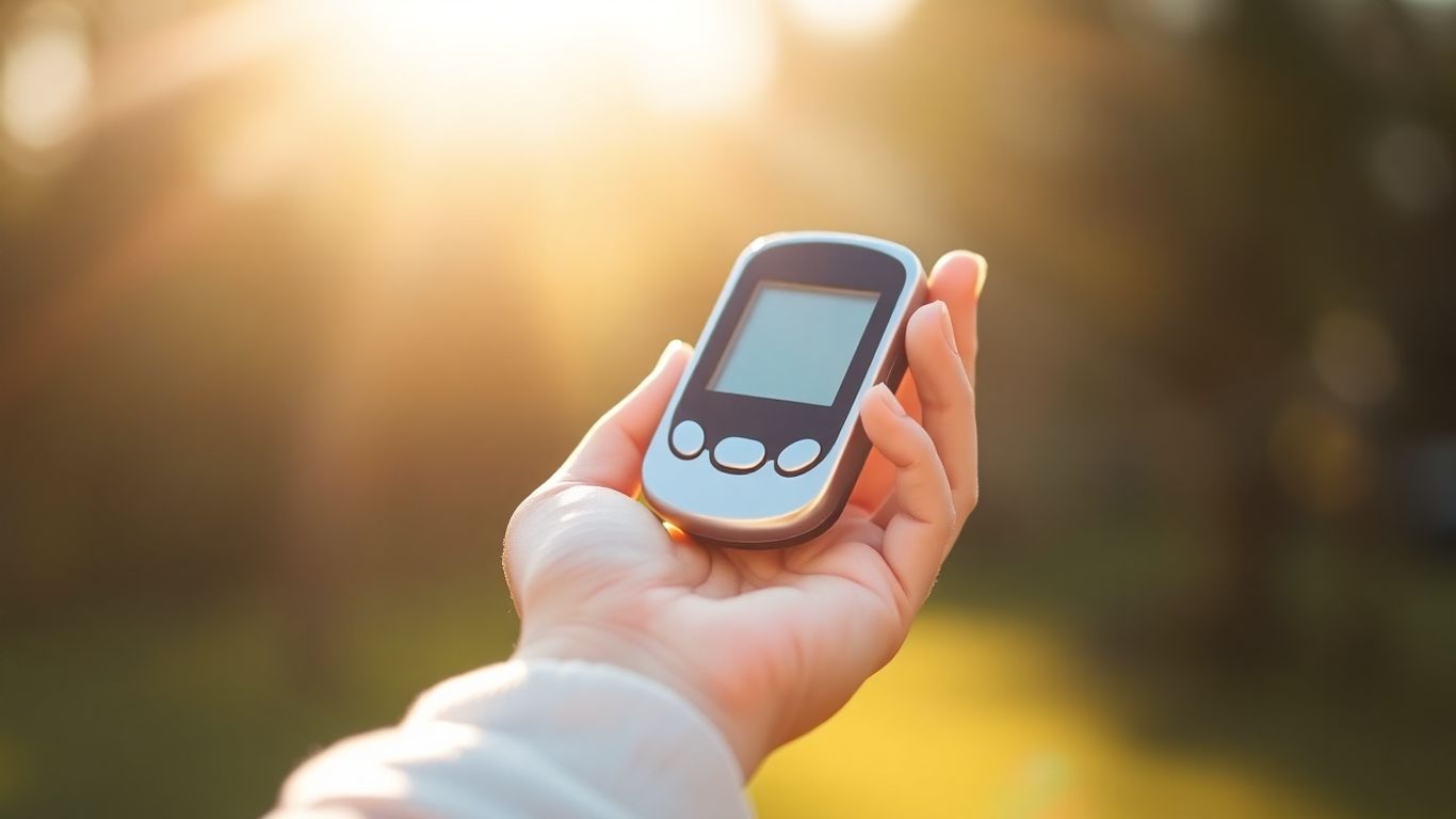 Blood glucose meter in hand