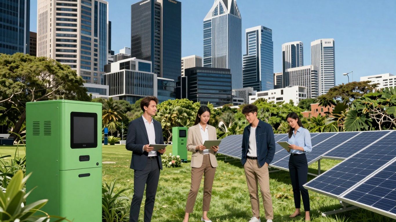 Australian tech startup founders with green technology outdoors