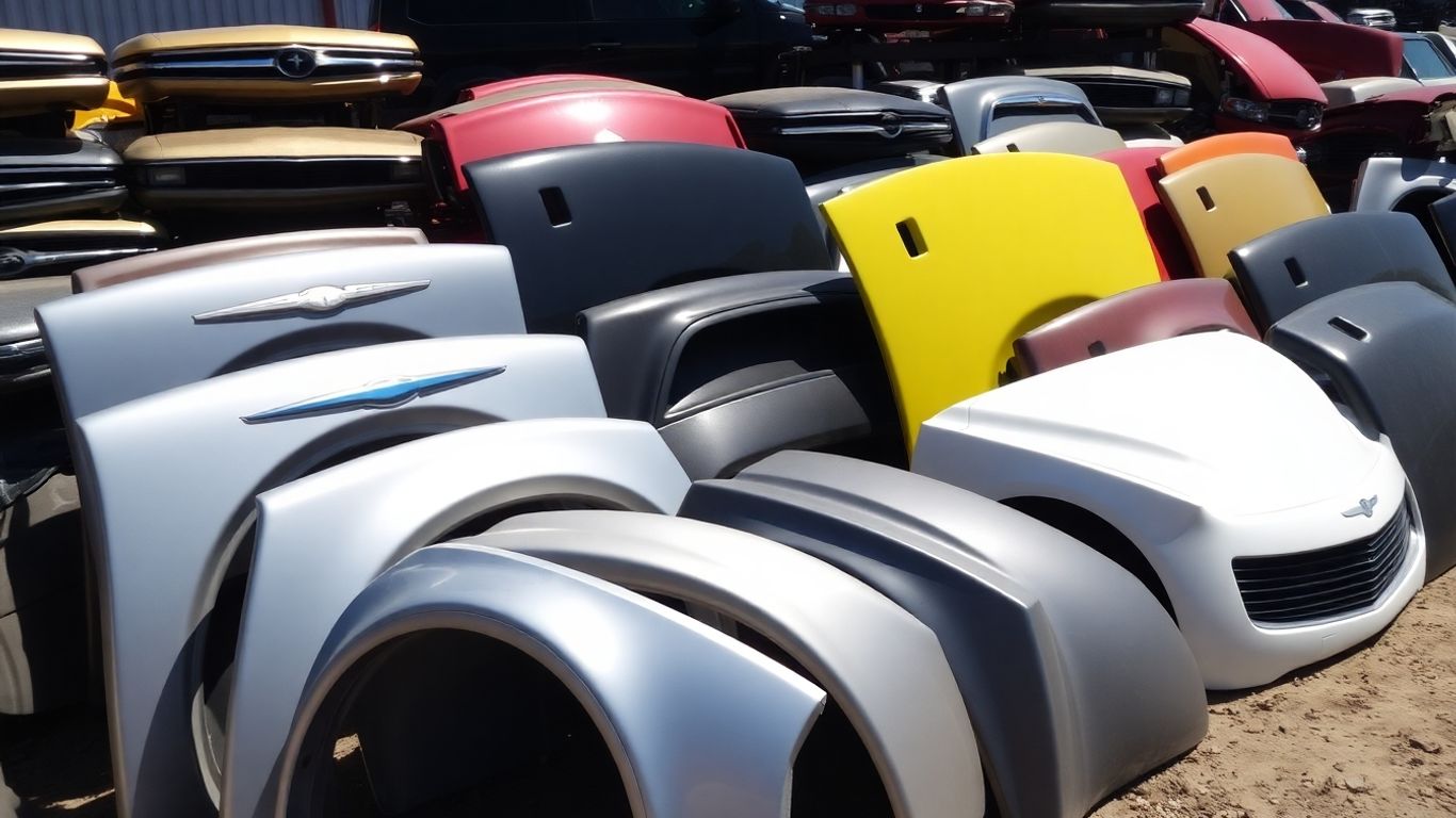 Chrysler body parts in a salvage yard