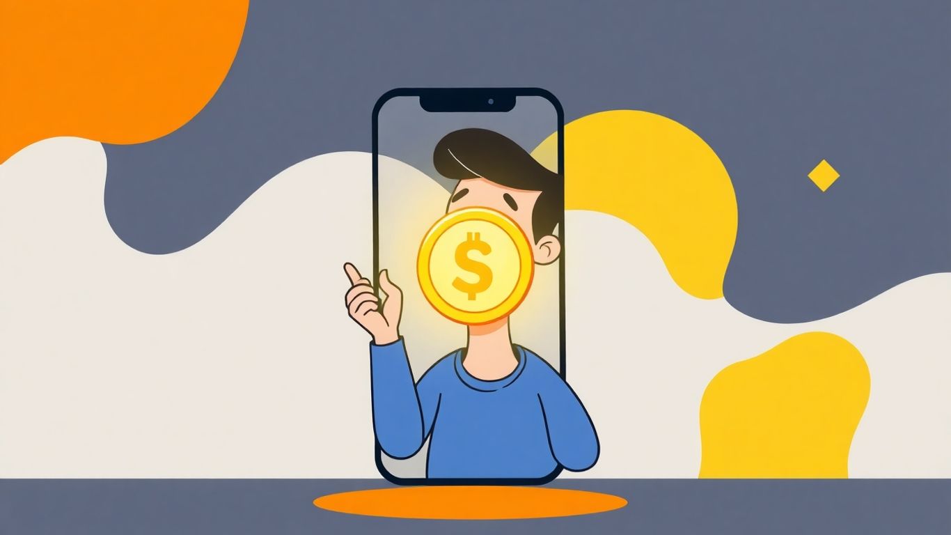 Person receiving quick loan from smartphone
